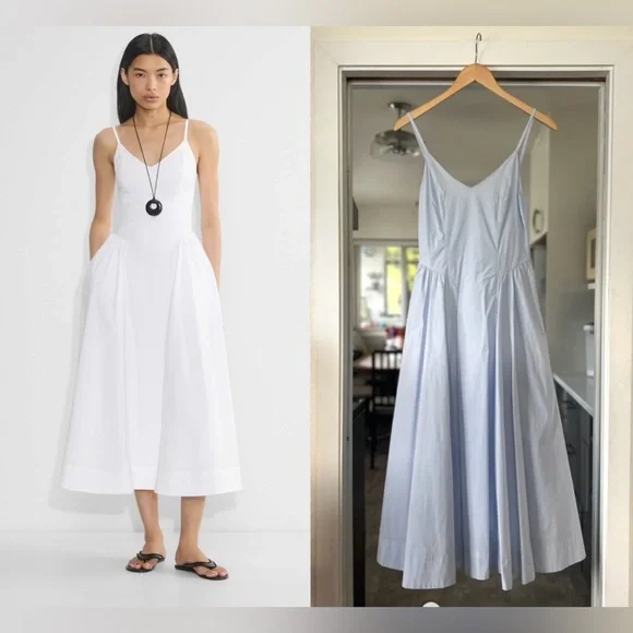 Wilfred Technique Poplin Maxi Dress Sz 0 Light Blue - Picture 2 of 14